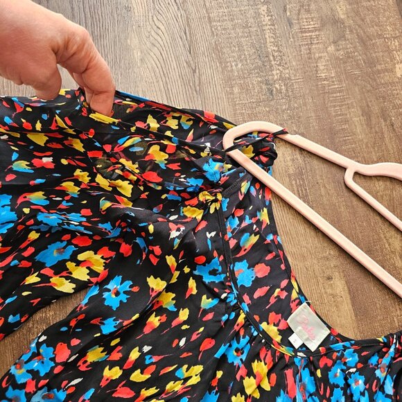 Parker Long Sleeve  Cold Shoulder 100% Silk Blouse Top S Floral - Picture 6 of 9